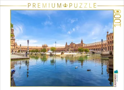 Produktbild von CALVENDO Puzzle Der spanische Platz in Sevilla | 1000 Teile Lege-Größe 64x48cm Foto-Puzzle für glückliche Stunden