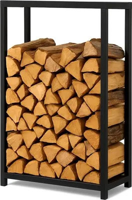 Produktbild von Kaminholzregal Brennholzregal Pulverbeschichteter Stahl 100×25×100 cm Schwarz matt 130 kg Tragkraft Feuerholzregal Kaminholzhalter