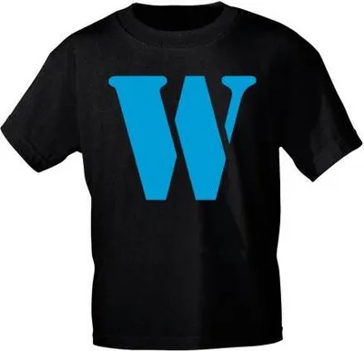 Produktbild von Kinder T-Shirt  mit Print Buchstabe - W - 85130 Schwarz Gr. 110-164 Größe - 152/164