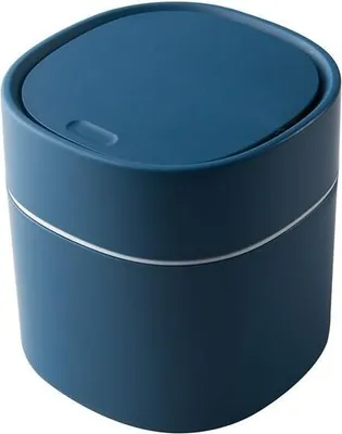Produktbild von Tischmülleimer mit Deckel, Mini-Mülleimer aus Kunststoff, kleiner Mülleimer für Schlafzimmer, Esszimmer, Badezimmer, Büro (Blau)