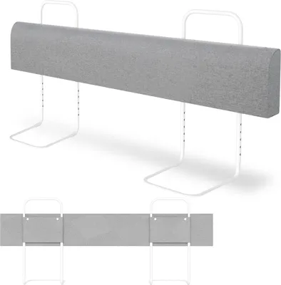 Produktbild von TolleTour 150cm Bettgitter Bettschutzgitter Kinderbettgitter für Kinder Höhenverstellbar 5-Loch Rausfallschutz Babybettgitter für Familienbett und Kinderbett Leinen Grau
