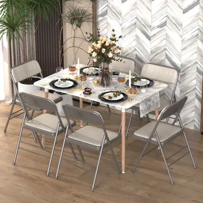 Produktbild von Klappstuhl 4er Set Lounge-Sessel mit Polster Besuchersstuhl Küchen Stühle 45x48x77cm grau