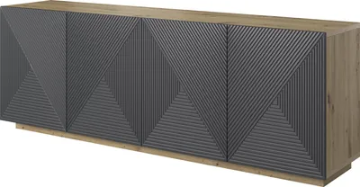 Zdjęcie produktu dla Nowoczesna komoda Asha z ryflowanym frontem 200 cm - artisan / rivier stone mat