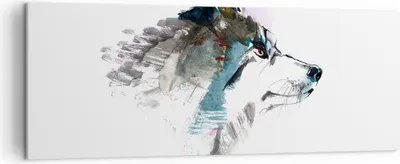 Produktbild von Bild auf Leinwand - Leinwandbild - Hund Illustration Fantasie - 140x50cm - Wand Bild - Wanddeko - Leinwanddruck - Bilder - Kunstdruck - Wanddekoration - Leinwand bilder - Wandkunst - AB140x50-3100