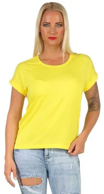 Produktbild von Damen T-Shirt Shirts Kurzarm Sommer,  Gelb M