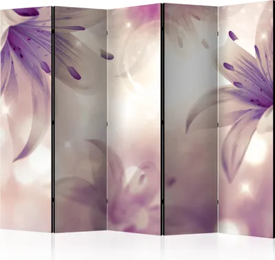 Produktbild von Akusticher Raumteiler Lilien Foto Paravent 225x172 cm beidseitig auf Vlies-Leinwand bedruckt Akustikschaum Trennwand Spanische Wand Sichtschutz Home Office Blumen Natur Botanik b-A-0534-z-c