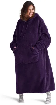 Produktbild von Unyqoos® Hoodie-Decke mit Kapuze & Ärmeln, weiche tragbare Kuscheldecke mit plüschigem Sherpa-Futter, 300 g, große Bauchtasche, maschinenwaschbar