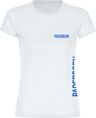 Produktbild von multifanshop Damen T-Shirt - Paderborn - Brust & Seite, weiß, Größe M