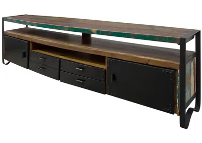 Produktbild von MASSIVMOEBEL24.DE TV-Board Altholz 238x43x70 mehrfarbig lackiert INDUSTRIAL #107