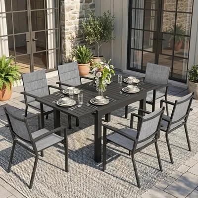 Produktbild von Avestar 7-teilige Aluminium-Terrassen-Essgruppe