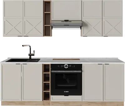Produktbild von Küchenzeile Vicco Fame-Line GrauBeige/Goldkraft Eiche 235 cm , AP Marmor, Model 50491