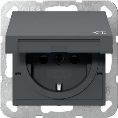 Produktbild von Gira SCHUKO-Steckdose, mit Kinderschutz, System 55, Anthrazit, 1 Stk.