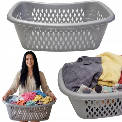 Immagine prodotto di Cesto portabiancheria in plastica, traforato, frutta, universale, grigio, 30 l