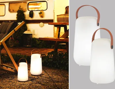 Produktbild von 2er SET kleine Outdoor Tischlampen ohne Kabel mit Fernbedienung & Farbwechsler