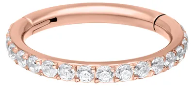 Produktbild von Wildcat Piercingringe - Pave Set Crystals Conch Ring aus Chirurgenstahl 316L, Körperstelle: Ohr, Nase, Lippe, Bauchnabel, Stärke: 1,0mm| Durchmesser: 7,0mm, Roségold-Weiß