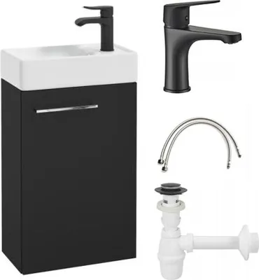 Immagine prodotto di Mobile da bagno con lavabo Domodomo, mobile con lavabo 40 x 60 x 21,3 cm, set lavabo in Vetroceramica, mobile sospeso per bagno piccolo - cerniera