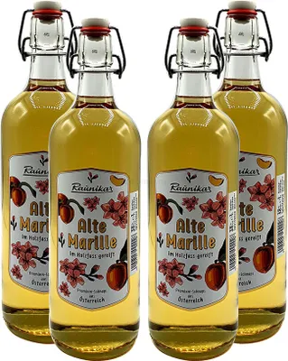 Produktbild von Raunikar - 4er Set Alte Marille Schnaps - 4x 1L (38% Vol)- [Enthält Sulfite]