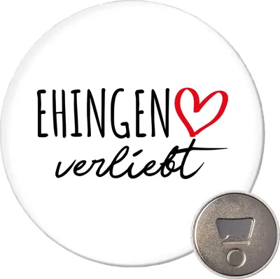Produktbild von Huuraa Magnet Ehingen verliebt 59mm Kühlschrankmagnet rund Flaschenöffner Geschenkidee