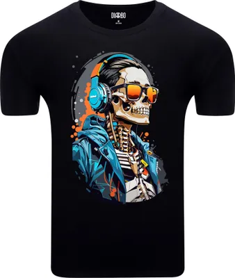 Produktbild von Diarbo Herren T-Shirt mit Skeleton Druck Graffiti Schwarz Gr.XL