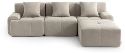 Obrázok produktu pre MILYSOFA SOFAMOUS, modulárna rohová sedačka s trojsedákom a ležadlom, potiahnutá béžovou tkaninou typu chenille