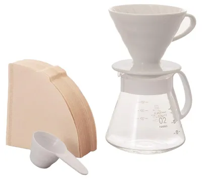 Produktbild von Hario V60-02 Craft Ceramic Dripper Set - Weiß