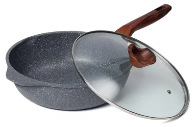 Tiefe Pfanne 30 cm mit Deckel, Antihaft, Granitbeschichtung, induktionsgeeignet