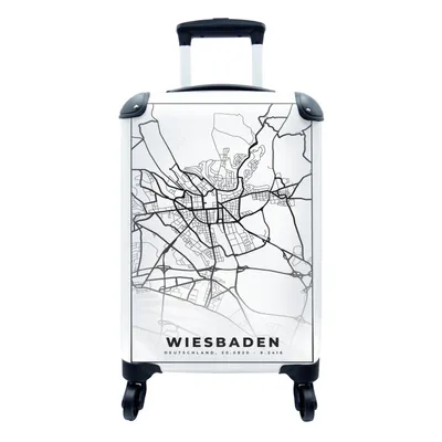 Produktbild von MuchoWow® Koffer Handgepäck Trolley Rollkoffer Kleine Reisekoffer mit 4 Rollen - Stadtplan - Karte - Wiesbaden - Cabin Size < 55x40x23 cm & 55x40x20 cm - Fotokoffer - Kabinenkoffer - Boardgepäck - Reise-Box - Reisekoffer - Reisegepäck - Koffer mit Bild - Trolley für Kinder