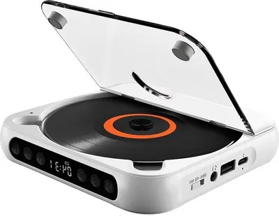 Produktbild von AIORBER Tragbarer Bluetooth CD-Player, USB-C Schnellladung, ultraflach & kompakt, MP3/WMA, Touch-Tasten, AUX, für unterwegs & Zuhause, Weiß