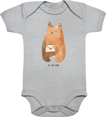 Produktbild von Mr. & Mrs. Panda Strampler Baby Bär Vermissen 12. - 18. Monat - Heather Grey - Geschenk, Freundin, Kurzarmbody, Teddy, babyanzug, Verreist, overall, Freund, Liebeskummer