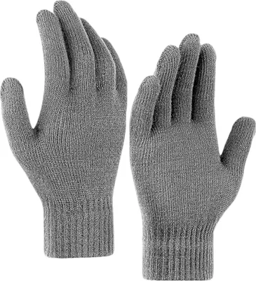 Produktbild von Strickhandschuhe Winter Damen Herren Warme Acryl Thermo Dunkelgrau