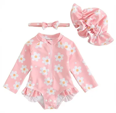 Imagen del producto de Traje de baño para bebé con protección UV, de 3 piezas, para edades de 3 a 6 meses, ideal para la playa y la piscina