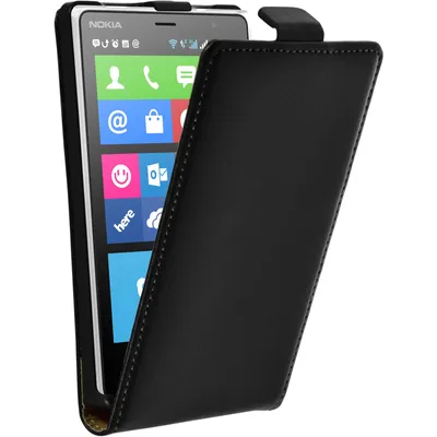 Produktbild von PhoneNatic Kunst-Lederhülle kompatibel mit  Nokia X2 - Flip-Case schwarz + 2 Schutzfolien