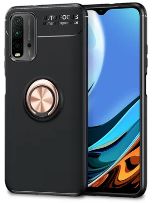 Produktbild von NALIA Ring Handyhülle für Xiaomi Redmi 9T, Silikon Cover Schutz Tasche Case Etui Rose Gold