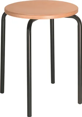 Produktbild von Stapelhocker Oakland High | HxØ 58x35cm | Tragfähigkeit 110kg | Buche-Sitz | Stahlfüße | Schwarz/Buche