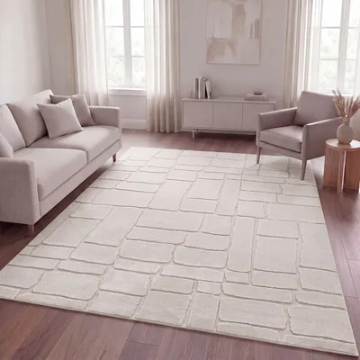 Produktbild von TT Home Wohnzimmer Teppich Schlafzimmer Hochflor Waschbar Skandinavisches Design Geometrisch Abstrakt Boho Stil Einfarbig 3D Größe 160x220 cm