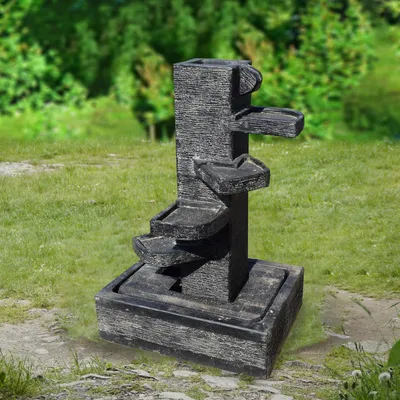 Produktbild von Stonox Gartenbrunnen Jabalx 3 Etagen Wasserspiel Steinguss 110x50x48 cm