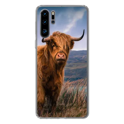 Produktbild von MuchoWow® Handyhülle Schutzhülle Hülle für Huawei P30 Pro Schottischer Highlander - Berg - Wasser - Natur - Kuh Silikon Softcase Handy Hülle - Schutzdeckel