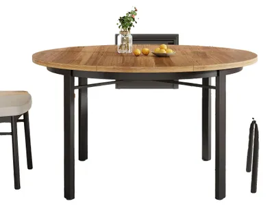 Obrázek produktu pro Jídelní stůl, kulatý design, pro 4–6 osob, hnědý a černý