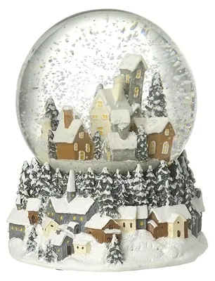 Musikalische Schneekugel mit Dorfszene, 14 x 10,8 cm