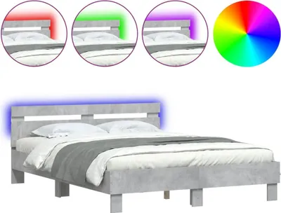 Immagine prodotto di vidaXL Struttura letto con testiera illuminazione LED grigio cemento 140x200 cm