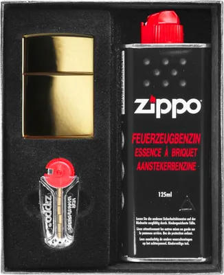 Produktbild von ZIPPO Feuerzeug MESSING HOCHPOLIERT Geschenkset Nr. 1