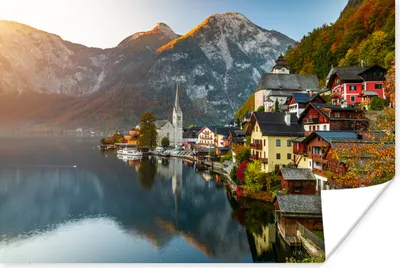 Produktbild von MuchoWow® Poster Stadt an einem See in Österreich 180x120 cm - Fotoplakat