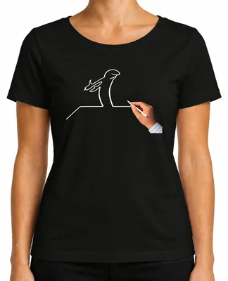 Imagen del producto de Camiseta para mujer, diseño "La Línea Osvaldo Cavandoli Balum Strichmännchen", color , talla L