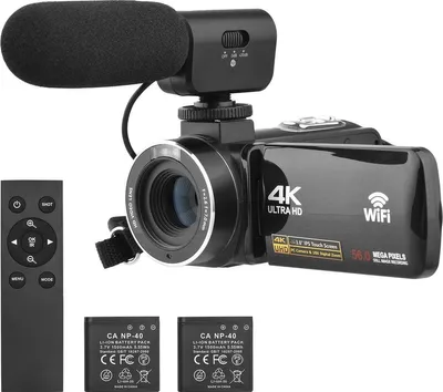 Immagine prodotto di Videocamera digitale 4K Ultra HD con microfono e telecomando, zoom 18x e schermo