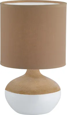 Produktbild von Tischleuchte Stoff Braun Weiß Keramik 1xE14 max. 30W/230V LED tauglich 32cm
