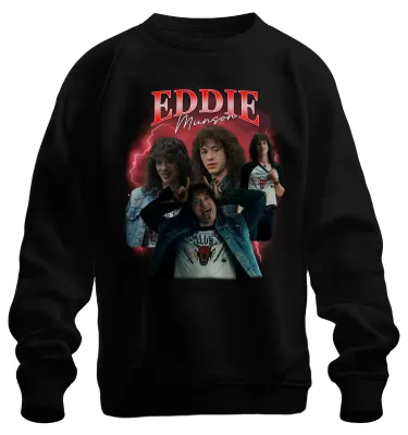 Produktbild von Eddie Munson Hellfire Club Stranger Metal Geschenk Vintage Sweatshirt Pullover, Schwarz, S