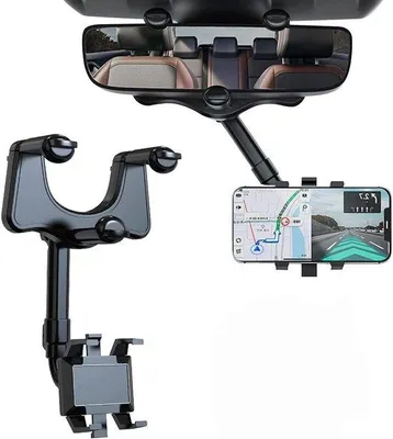 Obrázek produktu pro Univerzální držák na mobil do auta, otočný o 360°, na zpětné zrcátko, jednoduchý