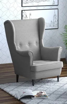 Produktbild von Ohrensessel Leo in Grau, mit einer Breite von 85 cm, Tiefe von 90 cm und Höhe von 105 cm