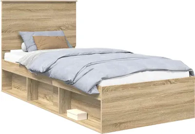 Image de Cadre de lit Chêne Sonoma 75 x 190 cm Bois de pin massif