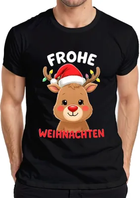 Produktbild von Frohe Weihnachten Weihnachtsgeschenk Rentier niedlich Rudolph Herren T-Shirt, Schwarz, XXL